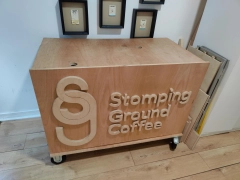 Front of coffee cart when packed away