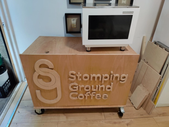 Custom Built Coffee Cart and San Remo Zoe Compact Coffee Machine for sale